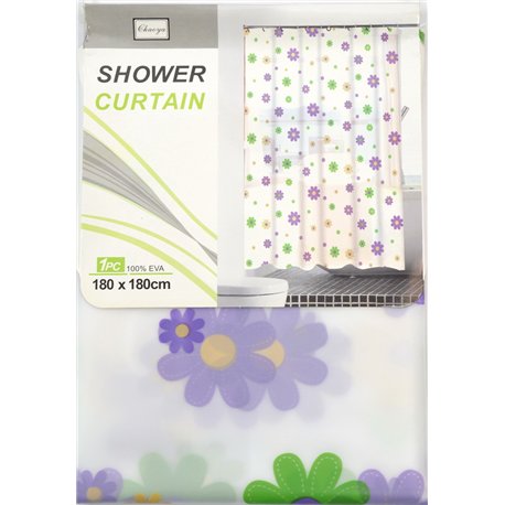 Штора 60086 силікон 180х180 Квіти фіолетові