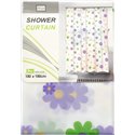 Штора 60086 силикон 180х180 Цветы фиолетовые
