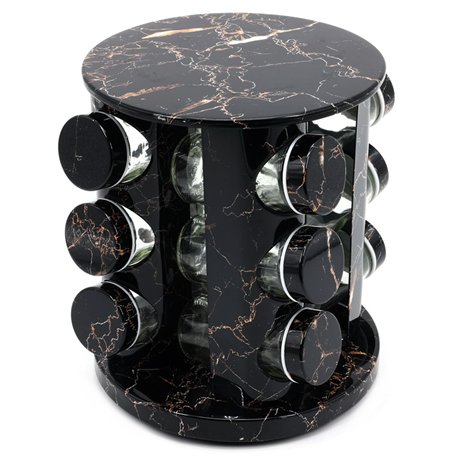 Специи 1727 набор 12шт на подставке черный мрамор