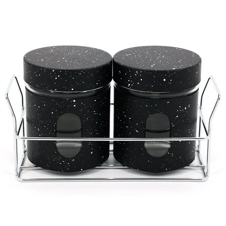 Специи 1746 набор 2шт на подставке черный мрамор