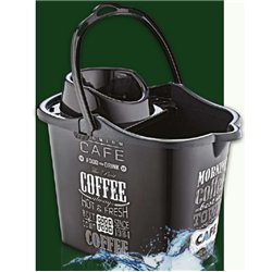 Ведро под швабру с насадкой OZER-D-012 рисунок 14л черный кофе