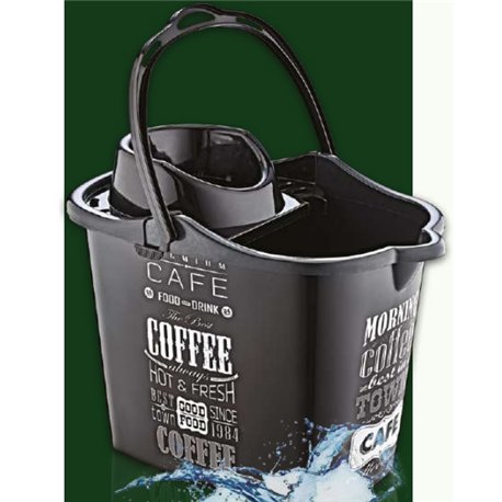 Ведро под швабру с насадкой OZER-D-012 рисунок 14л черный кофе