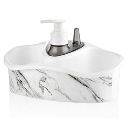 Дозатор набор для жидкого мыла OZER-D-061-X128 с подставкой белый мрамор