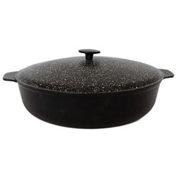 Сковорода алюминиевая AD41321 антипригарная с двумя ручками с крышкой 32х8,3см черный мрамор