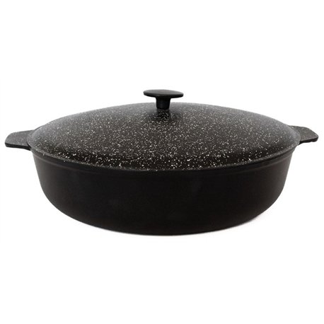 Сковорода алюмінієва AD41320 антипригарна з двома ручками з кришкою 32х8,3см чорний мармур