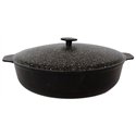 Сковорода алюминиевая AD41321 антипригарная с двумя ручками с крышкой 32х8,3см черный мрамор