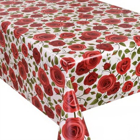 Клейонка 1,40*20м рулон Dekorama 138A червоні трояндочки на білому