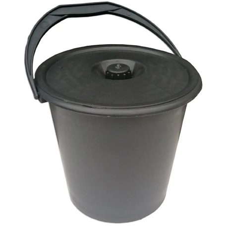 Ведро 10л Х черное с крышкой
