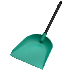 Совок для сміття з чорною ручкою 28см зелений, синій