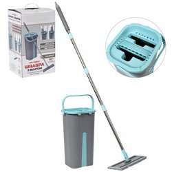 Ведро для уборки + полотер MH-3554Y с автоматическим отжимом 15х13х34м 1,25см серый