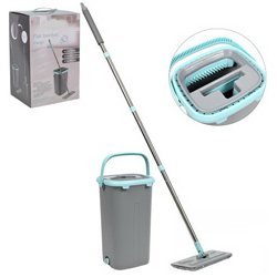 Ведро для уборки + полотер MH-2733F с автоматическим отжимом 23х22х40м 1,3м + 2 сменных насадки серый