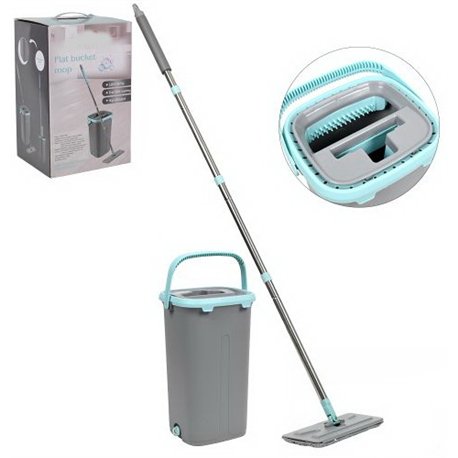 Відро для прибирання + натирач MH-2733F з автоматичним віджимом 23х22х40м 1,3м + 2 змінних насадки сірий