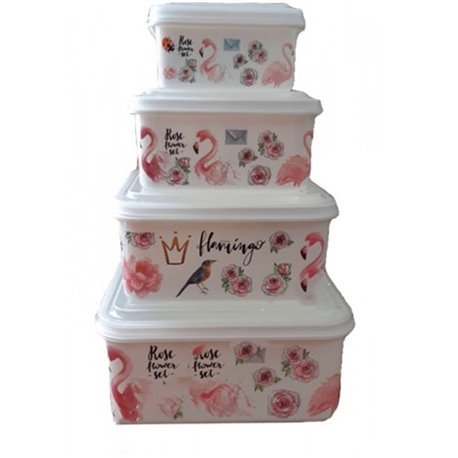 Судочки 237PF пластик с рисунком 4шт прямоугольные