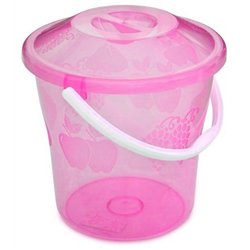Ведро 12л Полимер прозрачное с крышкой розовый