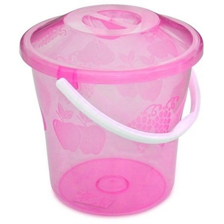 Ведро 12л Полимер прозрачное с крышкой розовый