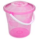 Відро 12л Полімер прозоре з кришкою рожевий
