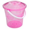Відро 12л Полімер прозоре з кришкою рожевий