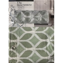 Штора SC13 силикон 180х180 Орнамент зеленый