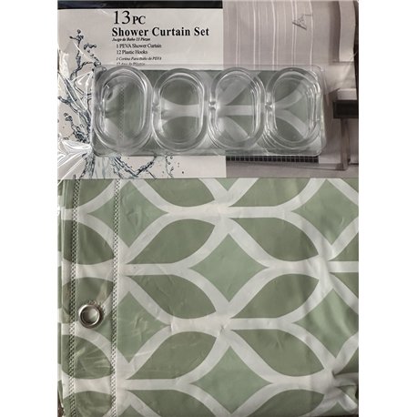 Штора SC13 силикон 180х180 Орнамент зеленый