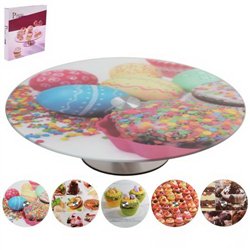 Столик подставка поворотный WHW59666-7 для торта стекло 30см