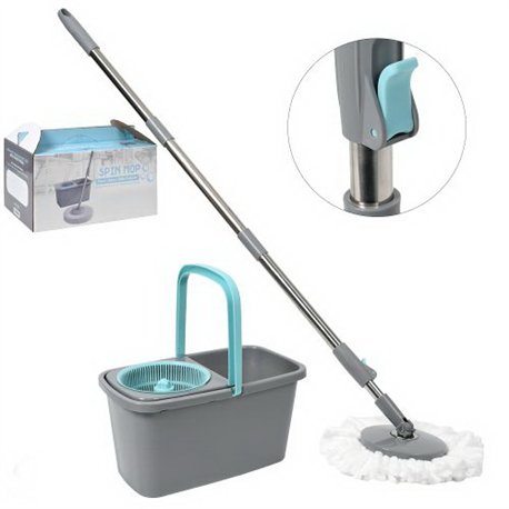Ведро для уборки + моп MH-6006 в коробке серый