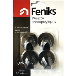 Крючок 1уп-4шт на самоклейке металлический 74327 на блистере Круг черный