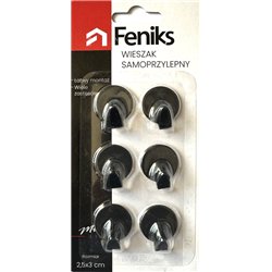 Крючок 1уп-6шт на самоклейке металлический 74334 на блистере Круг черный