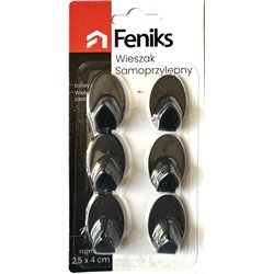 Гачок 1уп-6шт на самоклейці металевий 74365 на блістері Овал чорний