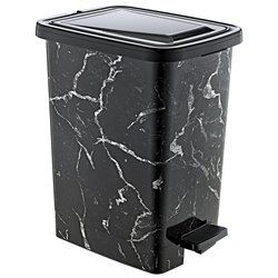 Ведро с педалью OZER-S-111-1х129 SLIM 15л черный мрамор