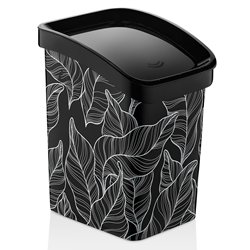 Відро для сміття OZER-D-081-X165 з малюнком 6,0л листя на чорному