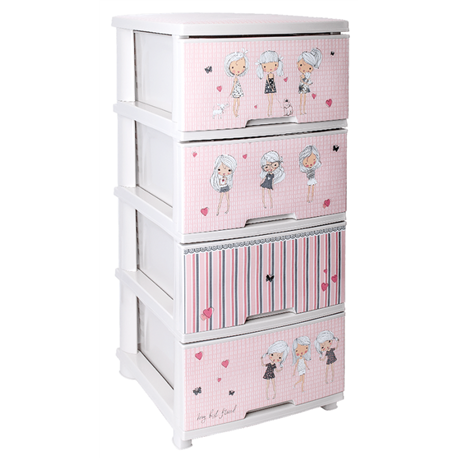 Комод алеана 4-яр з малюнком 42005 Дівчатка біла роза