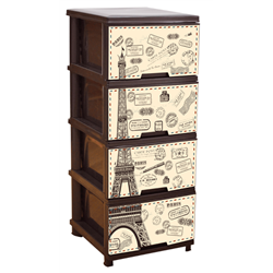 Комод алеана 4-яр с рисунком 09134 Париж коричневый