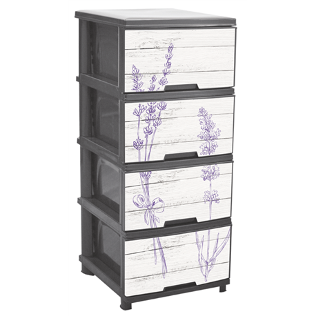 Комод алеана 4-яр с рисунком 09381 Лаванда серый