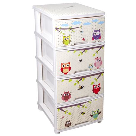Комод алеана 4-яр с рисунком 46485 Совы кремовый