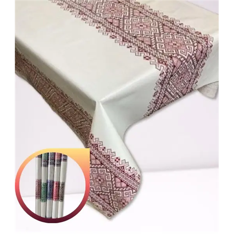Клейонка Брален 1,35*30м рулон Br-0021 Вишиванка бордо