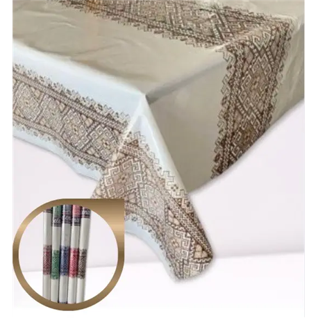 Клейонка Брален 1,35*30м рулон Br-0025 Вишиванка кава