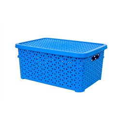Кошик з кришкою 6,0л низький блакитний 29,7х19,6х13см