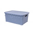 Кошик з кришкою 6,0л низький сіро-блакитний 29,7х19,6х13см