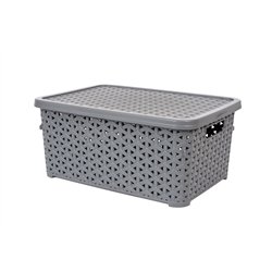 Кошик з кришкою 6,0л низький сірий 29,7х19,6х13см