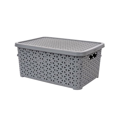 Кошик з кришкою 6,0л низький сірий 29,7х19,6х13см