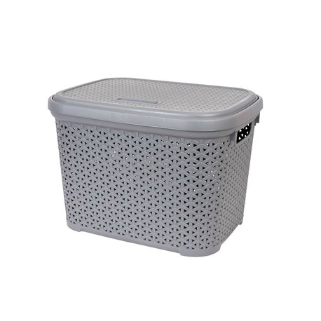 Корзина с крышкой 30л серый 44,5х33,6х31см