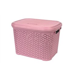 Кошик з кришкою 30л темно-пудровий 44,5х33,6х31см