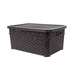 Корзина с крышкой 10л коричневый 34,5х24,5х15,5см