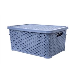 Корзина с крышкой 10л серо-голубой 34,5х24,5х15,5см
