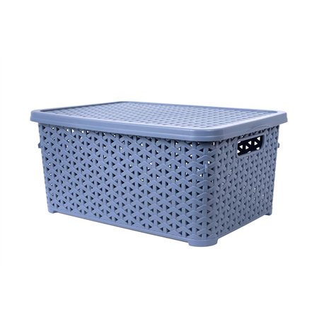Корзина с крышкой 10л серо-голубой 34,5х24,5х15,5см