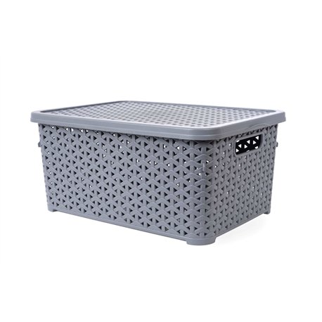 Корзина с крышкой 10л серый 34,5х24,5х15,5см
